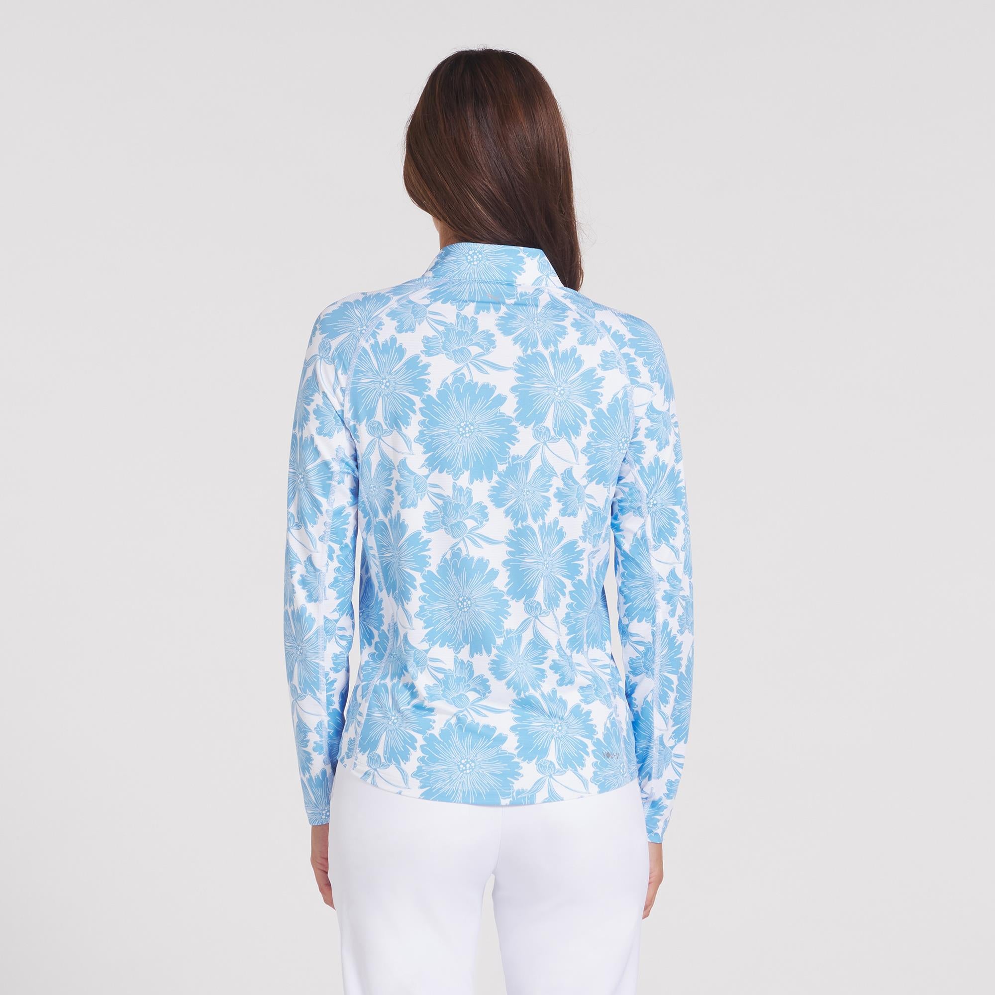 Puma You-V Botanic 1/4 Zip Ladies Golf Mid Layer White/Light Blue